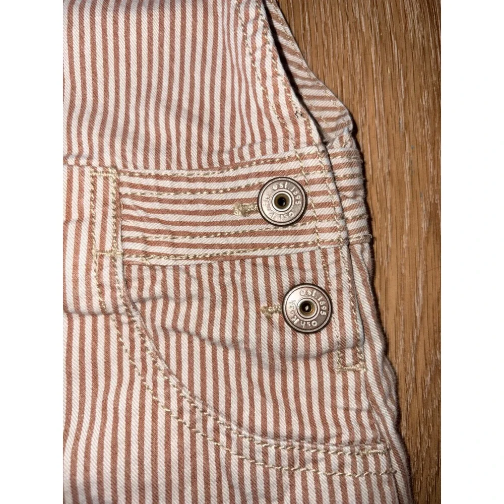OshKosh Bgosh Tan Hickory Stripe Butterfly Overall Jumper Dress Kids
